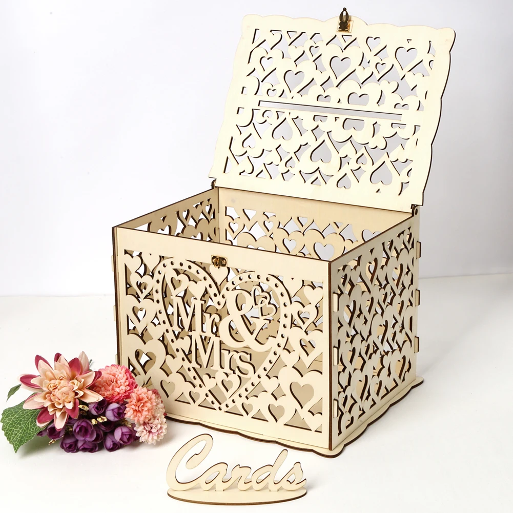 Wedding Card Box - صندوق بطاقة زفاف خشبي ، بطاقات
