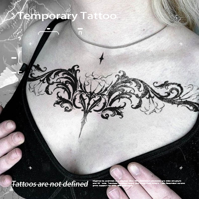 Good Floral & Wedding Decor Supply - ملصق وشم مؤقت بتصميم زهور مزخرفة